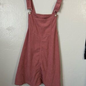 Chic Pink Corduroy Overall Dress